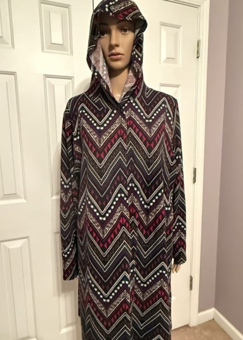 Cato Woman Patterned Hooded Cardigan/Duster, Size 22/24